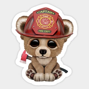 Cute Baby Bear Firefighter Sticker